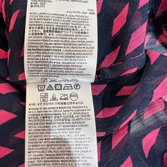 Banana Republic Factory Mock Wrap Sleeveless Top Size M Petite Sheer Pink Blue - Picture 8 of 10